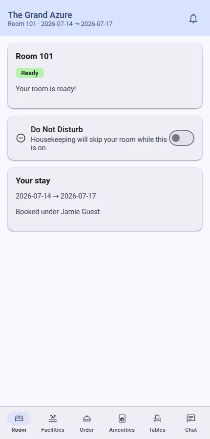 Guest app home screen