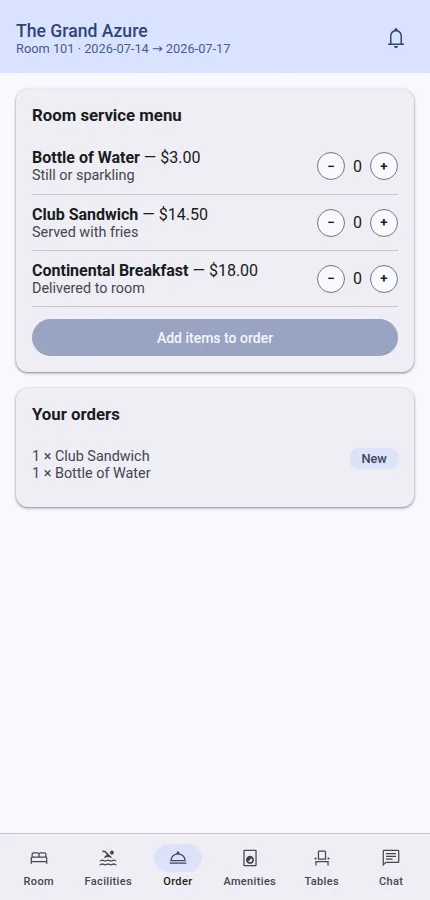 Guest app menu